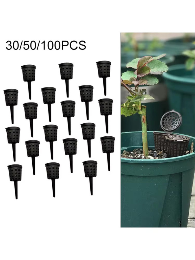 Vibratite Pflanzendüngerkörbe mit Deckel für Orchideen und Bonsai, Schwarz - Bild 5