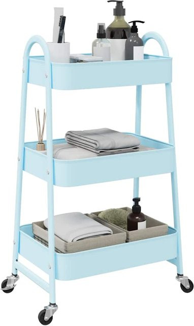 Vidaxl Aufbewahrungswagen aus Stahl, 3-stöckig, Blau, B: 42 cm, T: 41,5 cm, H: 77 cm - Bild 1