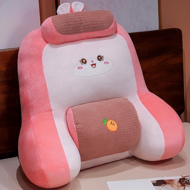Plüsch Rückenkissen in Pink mit Cartoon-Design für Bett, Sofa oder Büro, B/H: 50 x 60 cm - Bild 1