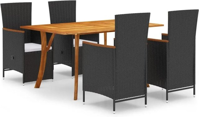 vidaXL 5-teilige Garten-Essgruppe aus Akazien-Massivholz in Schwarz - Bild 1
