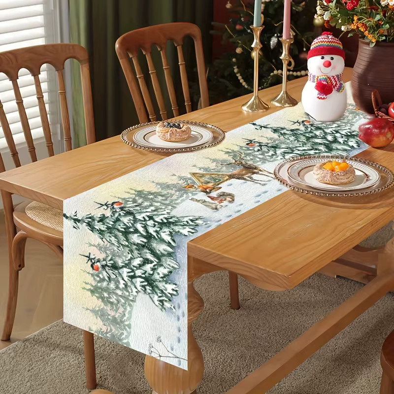 JIT Weihnachtstischläufer mit Schneeflocken und Weihnachtsmann Muster für Herbst und Winter - Bild 4