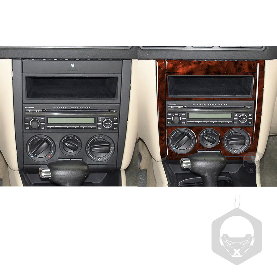 DDJCARBON 6er Set Holzmaserung Zubehör für VW Golf 4 MK4 2012-2015, Kunststoff Innenraum Trim Aufkleber für Mittelkonsole, AC und CD Panel in Braun - Bild 2