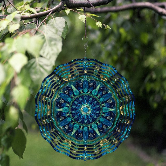 CIFBUY Hängender Windspinner Outdoor-Windskulptur aus Metall, 360 Grad drehbar, Mehrfarbig, Durchmesser: 25,4 cm - Bild 1