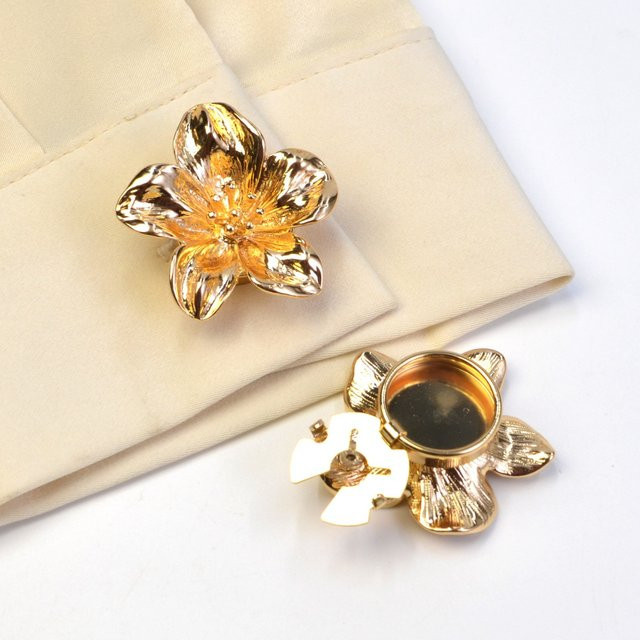 i-Remiel Manschettenknöpfe Blume, Gold, Damen - Bild 1