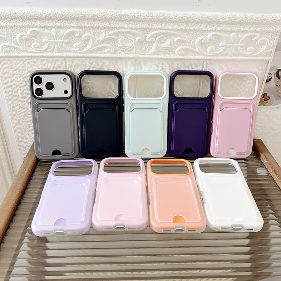 Stoßfeste Silikon-Handyhülle von KASONPAI in Pink für iPhone 11 bis iPhone 17 Pro Max mit Kartenfach und Taschenabdeckung - Bild 2