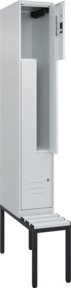 C+P Z-Spind Classic PLUS Sitzbank mit 2 Fächern und Zylinderschloss, Kunststoff und Stahl, grau/schwarz, B/T/H: 212,0 x 30,0 x 81,5 cm - Bild 1