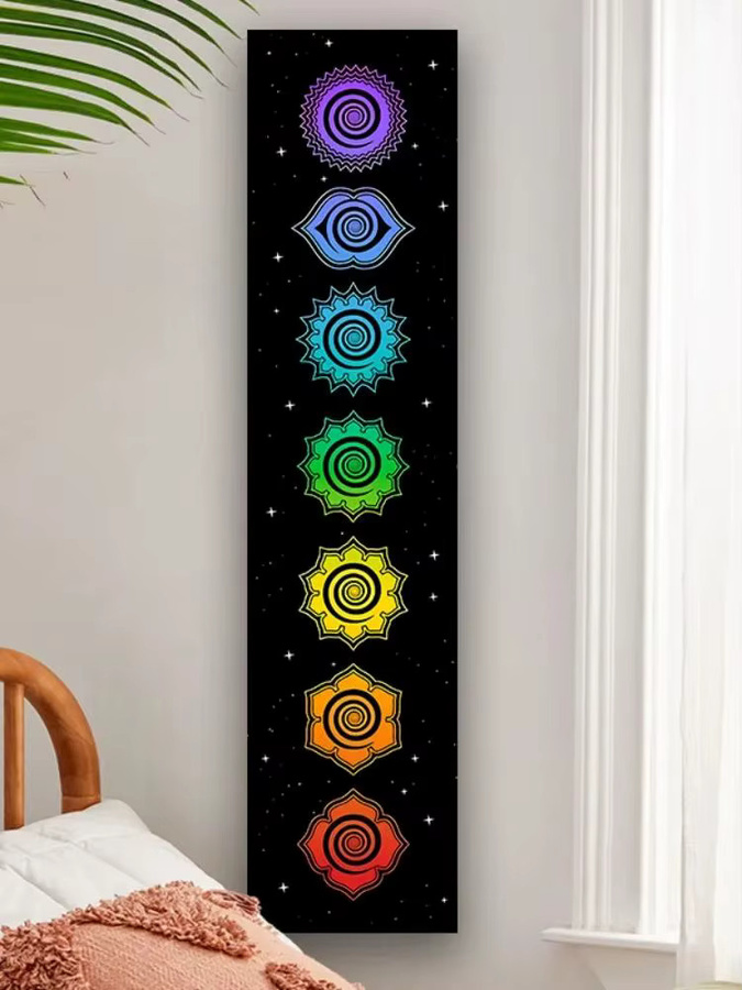 VIKAMA Regenbogen-Wandteppich in Schwarz und Multicolour, abstrakter Boho Wandbehang für dein Schlafzimmer oder Musikzimmer - Bild 6