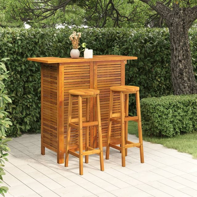 vidaXL 3-teiliges Gartenbar-Set aus Akazien-Massivholz in Braun - Bild 2
