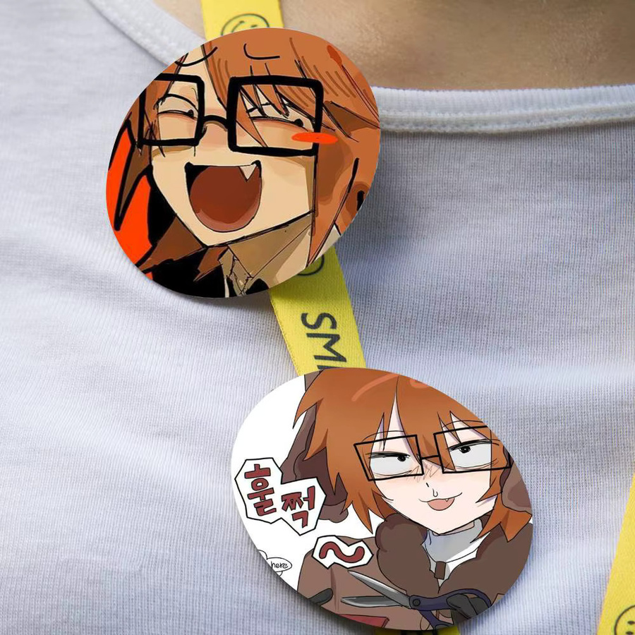 Brosche Randal Ivory Luther Satoru Nyon Snap-in-Pins, Cartoon-Figur, rund - Bild 3