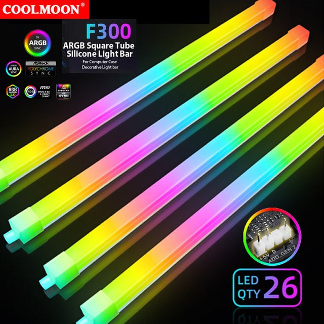 COOLMOON ARGB LED Lichtleiste Silikon Neonstreifen für PC Gehäuse DIY Dekoration, Länge: 30 cm - Bild 1
