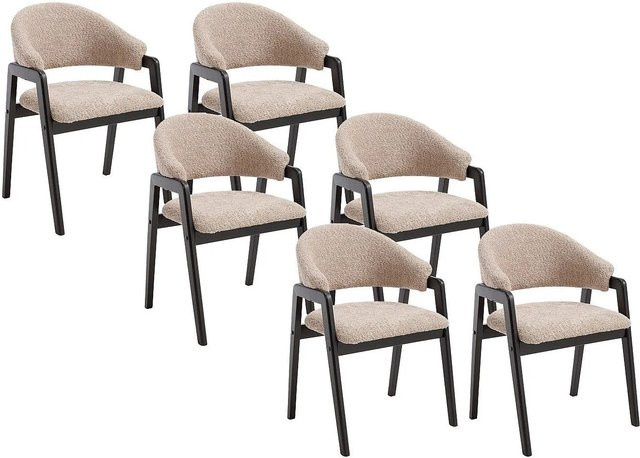 Vente-unique Soluna Stuhl aus Bouclé-Stoff und Kautschukholz in Taupe, Breite: 56 cm - Bild 1