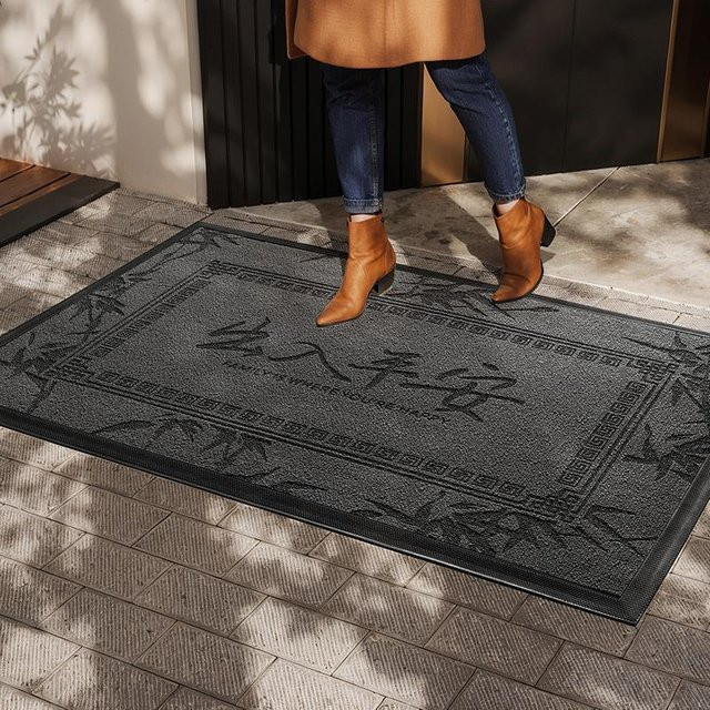 Rote Fußmatte für Außenbereiche und Eingangsbereiche, rutschfeste und schmutzabweisende Bodenmatte aus Polyester und PVC, B/B: 90 x 150 cm - Bild 1