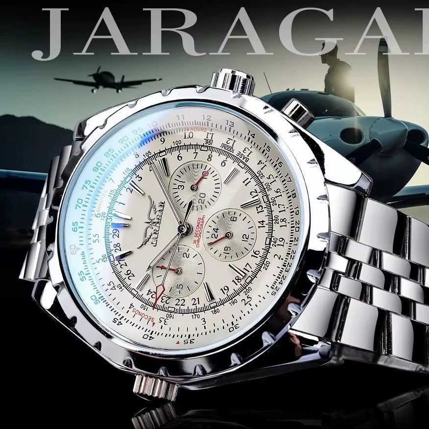 JARAGAR Armbanduhr Automatik, Edelstahl, Silber, Herren - Bild 4