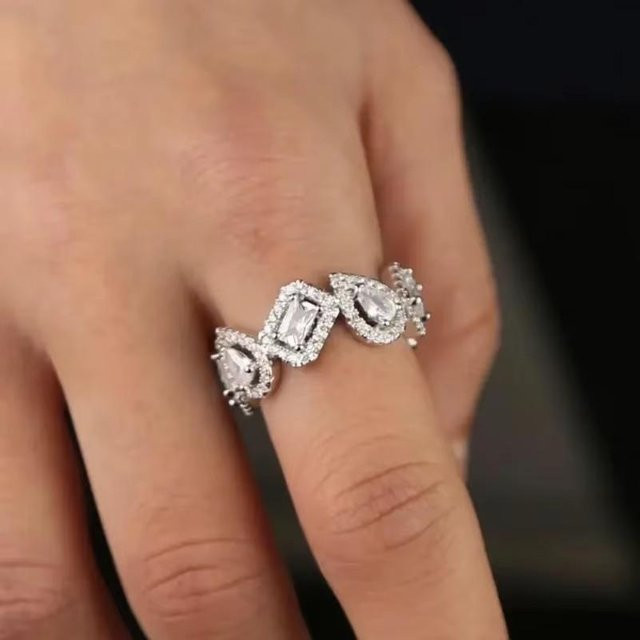 YIRAN Jewelry Ring, Zirkonia, Silber, Messing, Damen - Bild 1
