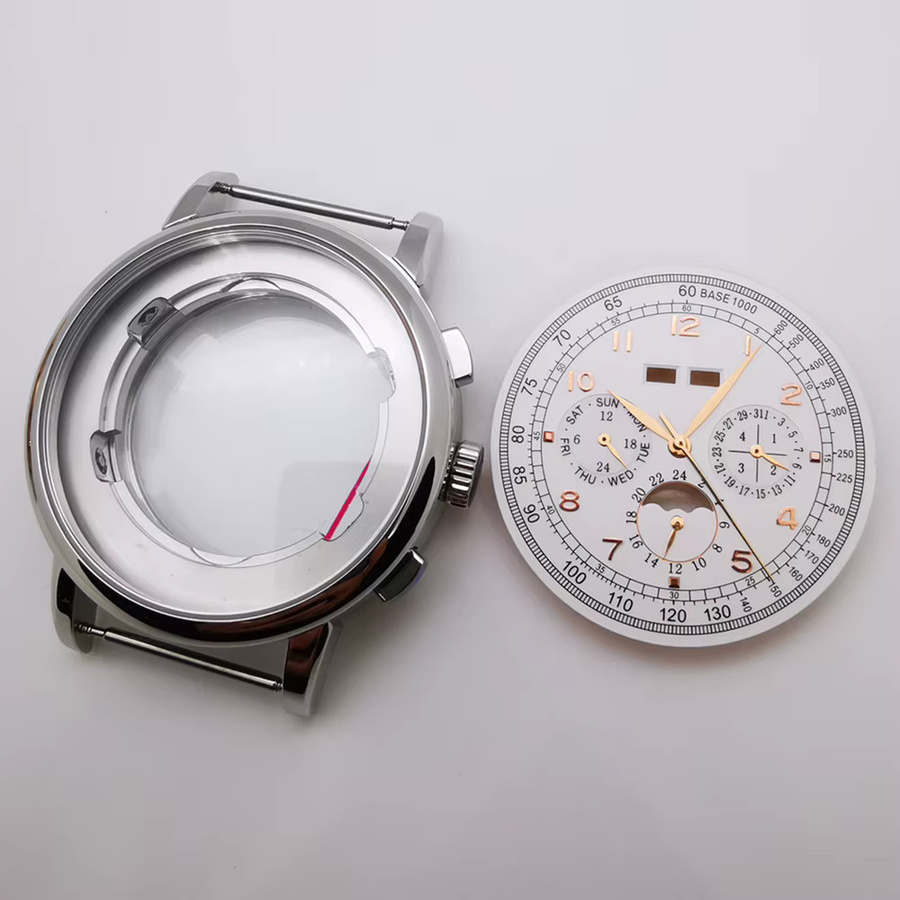 Uhrengehäuse mit Zifferblatt und Zeiger, Edelstahl, Schwarz, 42 mm, Unisex - Bild 1
