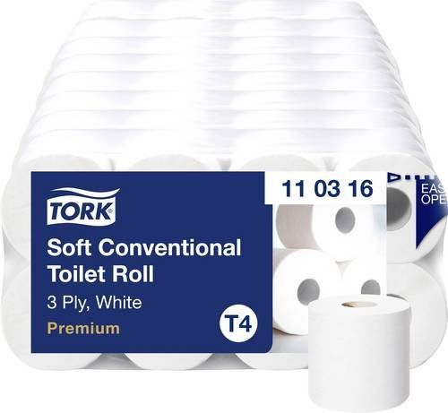 Tork Toilettenpapier T4-System Kleinrollen, 3-lagig, weiß, 72 Rollen - Bild 1