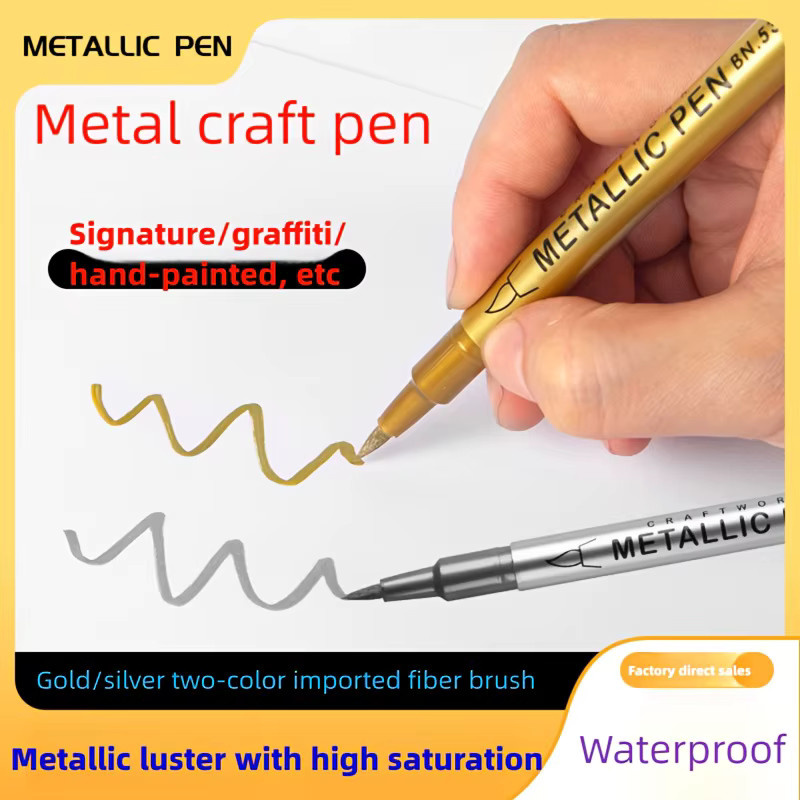 8 Stück Metallic-Markierungsstifte in Gold und Silber, wasserfeste und schnell trocknende Stifte mit feiner Spitze - Bild 5