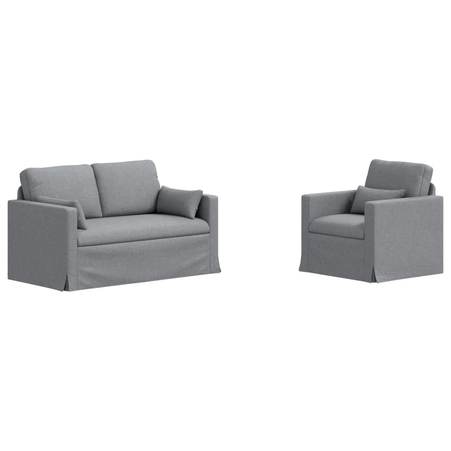 vidaXL 2-teiliges Sofa Hellgrau aus Stoff mit Metallrahmen B/T/H: 139 x 78 x 80 cm und 78 x 78 x 80 cm - Bild 2