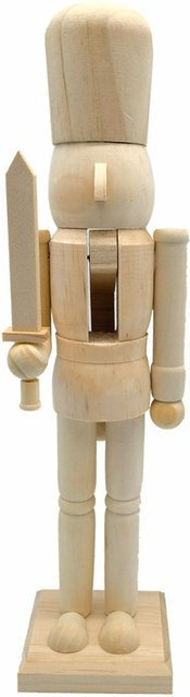 Unbemaltes Weihnachts-Nussknacker Soldat aus Holz von Home Living Time, beige, Höhe: 38 cm - Bild 1