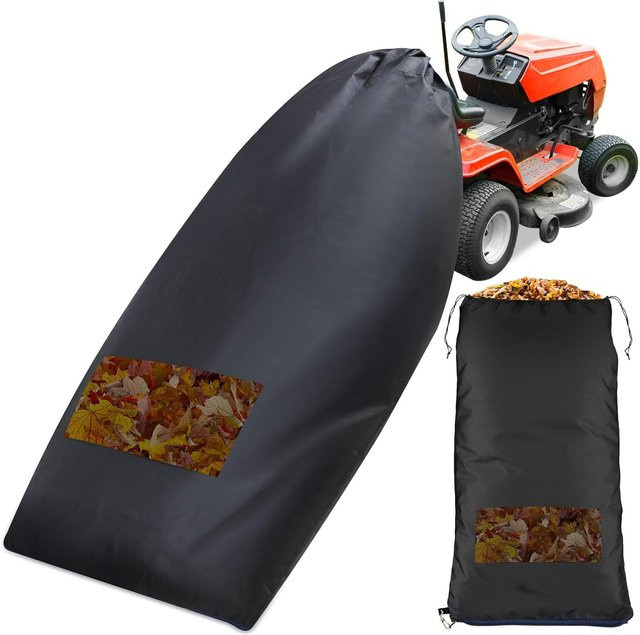 Strapazierfähiger Rasentraktor-Laubsammelbeutel aus schwarzem 420D Oxford-Polyester mit Reißverschluss und großem Fassungsvermögen - Bild 1