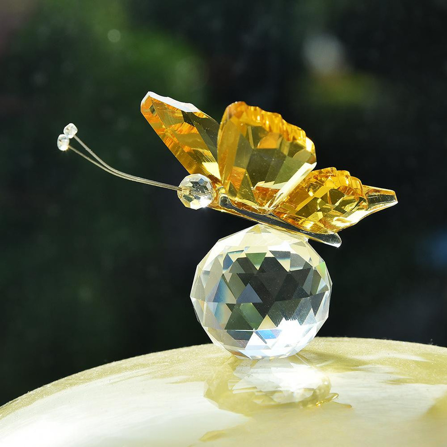 Yiran Furniture Kristallhandwerk Dreidimensionale Schmetterlingsornamente aus Glas in Weiß zur Tischdekoration - Bild 3