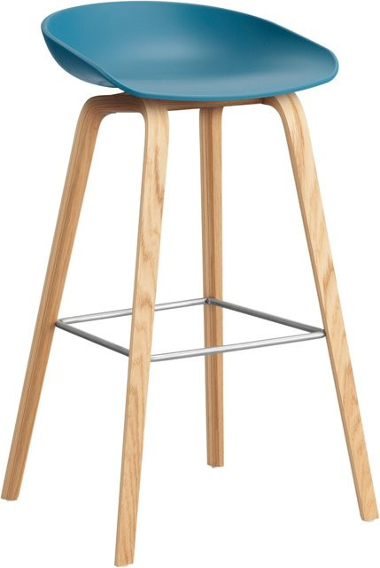 HAY About A Stool AAS 32 Hocker in Blau mit Eichenholz oder Walnussholz und Polypropylen - Bild 1