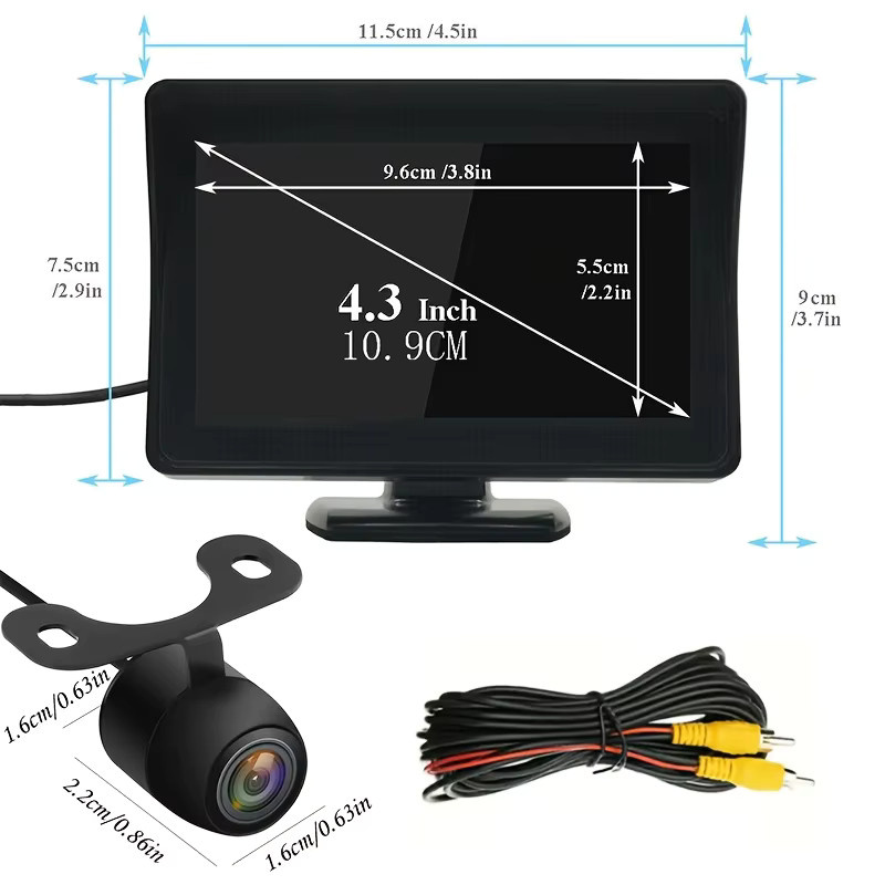 Bileeko HD Nachtsicht-Rückfahrkamera-Set mit 10,92 cm Monitor in Schwarz - Bild 2