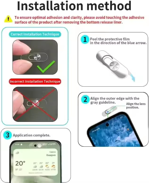 Ultradünner Metall-Kameraschutz-Schieber für Samsung, iPad, MacBook und Laptop in Schwarz zum Datenschutz als Anti-Spy Objektivaufkleber - Bild 6
