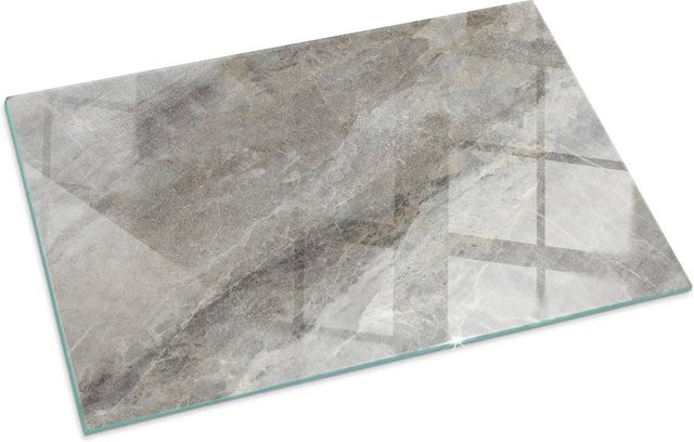 Tulup Glasplatte für Kamin mit Natursteinmuster in Grau, B: 100 cm, T: 70 cm - Bild 1