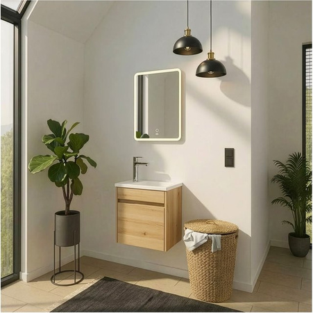 HOME DELUXE Badmöbel Komplettset BORKUM in Schwarz mit Waschtischunterschrank und LED-Beleuchtung