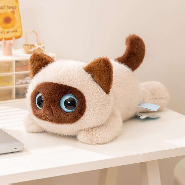 Yiran toy Kawaii Große Augen Katze Plüschtier, Schwarz Weiß, 20cm - Bild 1