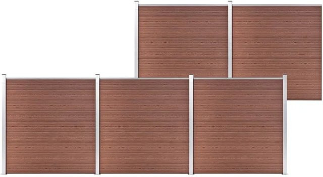 vidaXL Gartenzaun aus WPC und Aluminium in Braun, B/H: 872 x 186 cm - Bild 1
