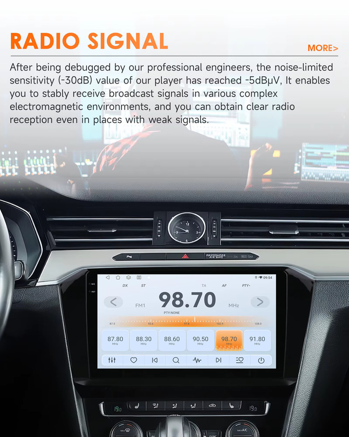 Hizpo Android 14 Carplay Autoradio mit GPS für Volkswagen VW Magotan Passat B8, Schwarz, 8-Core Multimedia Player - Bild 2