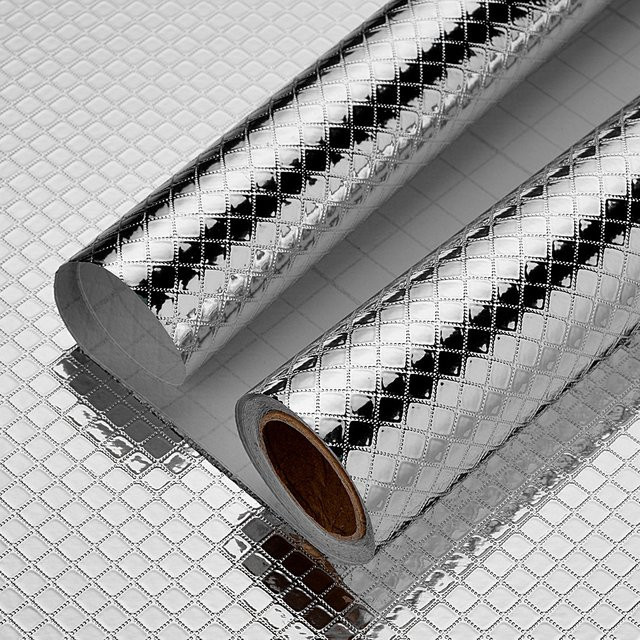 Selbstklebender Kontaktpapier in Silber mit metallischer Textur, wasserfest und ölabweisend, Breite: 40 cm - Bild 1