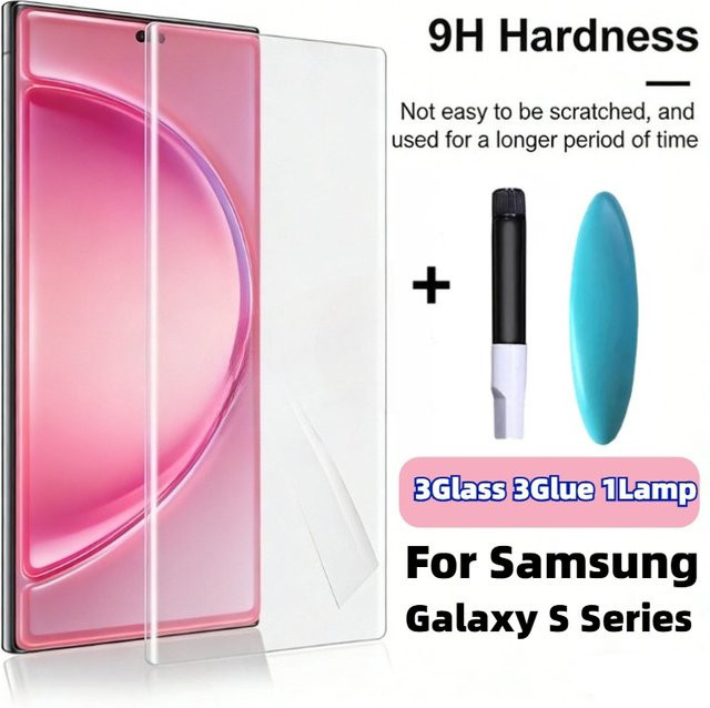 Samsung UV-Flüssig-Displayschutz aus Hartglas für Galaxy S26 Ultra S25 S24 S23 S22 S21 Ultra/Plus, transparent - Bild 1