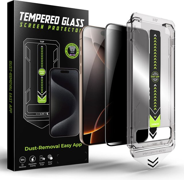 Techsuit TitanGlass Privacy-Schutzfolie für Apple iPhone 15 Pro, Sicherheitsglas in Transparent, Vollkleber - Bild 1