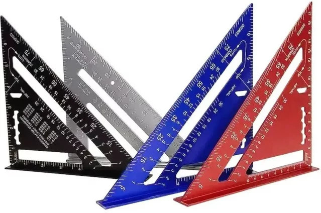 7-Zoll-Dreiecklineal aus Aluminiumlegierung in Rot für die Holzbearbeitung und als Zimmermannswerkzeug mit Zoll- und metrischer Skala - Bild 1