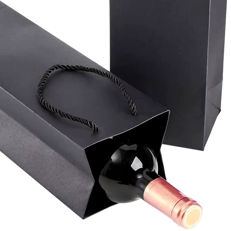 Wein-Geschenktüten aus Kraftpapier mit Kordelzug und Griffen, 10 oder 20 Stück, auslaufsicher und wiederverwendbar - Bild 5
