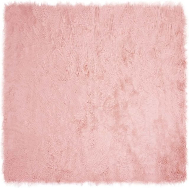 vidaXL Kunstschaffell Teppich Tafalla in Rosa, quadratisch, Polyester, B/T: 160 x 160 cm - Bild 1