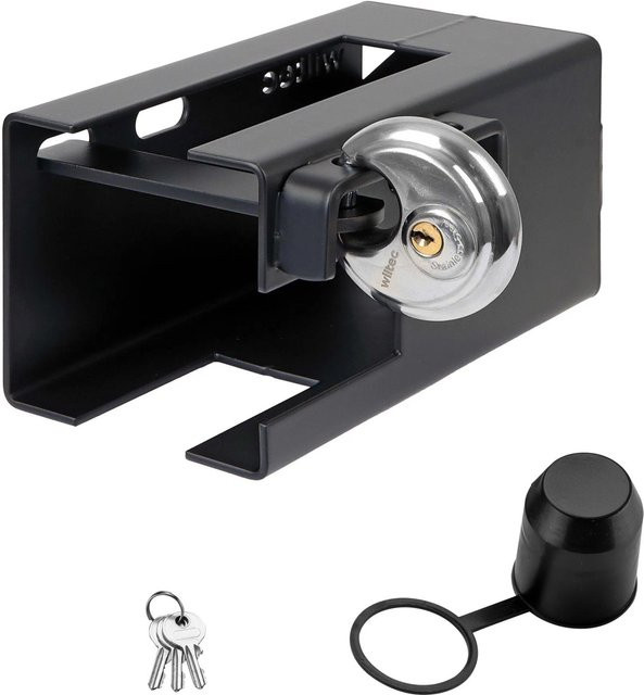 Wiltec Anhängerschloss Stecksystem Kastenschloss Diebstahlsicherung aus Edelstahl in Schwarz, 70 mm - Bild 1