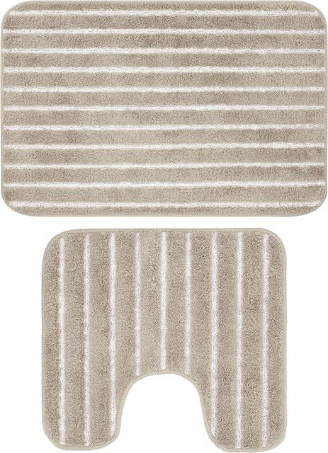 LIVARNO Badezimmergarnitur-Set mit WC-Vorleger in Beige, waschbar und fußbodenheizungstauglich - Bild 1