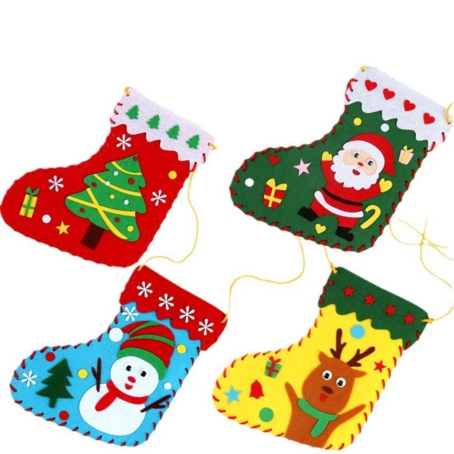 OONBIFFY Bastel-Weihnachtsstrümpfe Bastelset Vliesmaterial Bunt - Bild 3