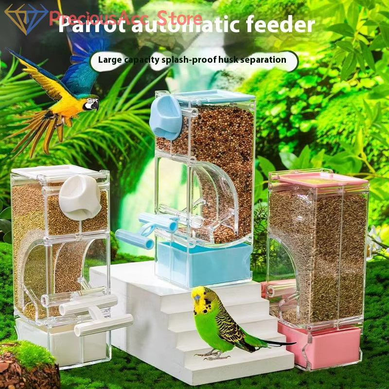 Automatischer Papageien-Futterspender von WHPHous in Transparent Pink für Wellensittiche, Nymphensittiche und andere Vögel - Bild 2