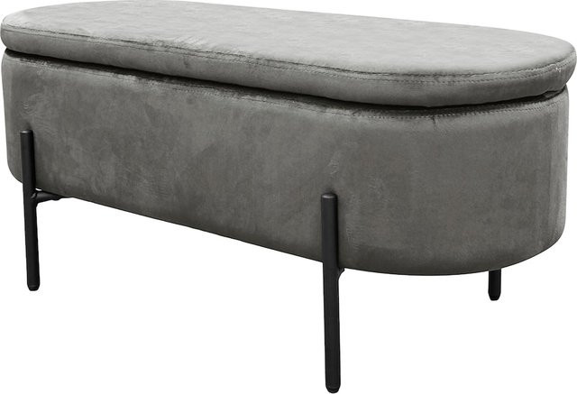 byLIVING Bank NOVA Truhe mit Samtbezug in Grau, B/H/T: 95 x 42 x 37,5 cm - Bild 1