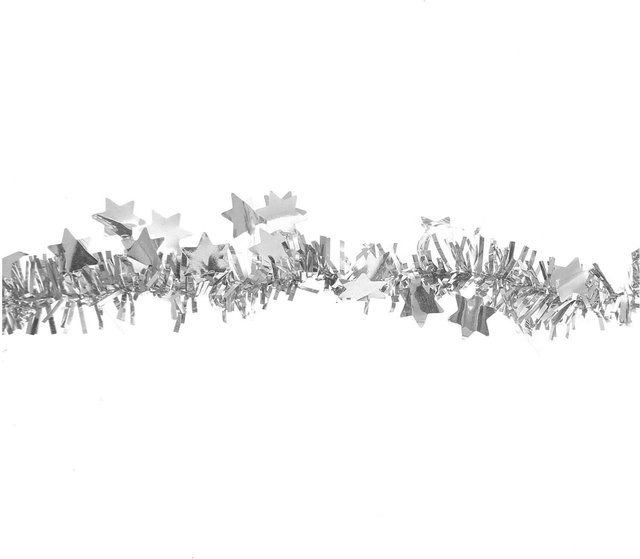 Rico Design Weihnachts-Girlande Lametta mit Sternen in Silber, 7m - Bild 1