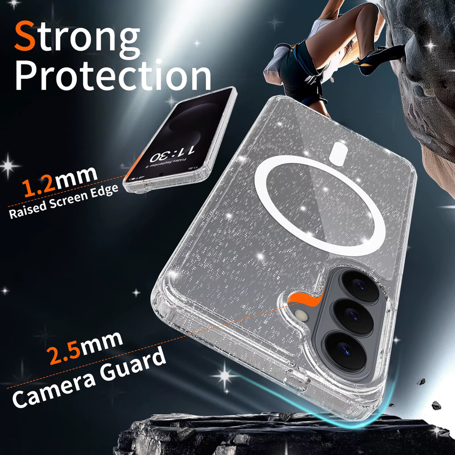 Glitzernde und transparente MagSafe Handyhülle für Samsung Galaxy S26 Ultra S25 Plus S24 S23 5G, vergilbungsfreie und schlanke Schutzhülle - Bild 3