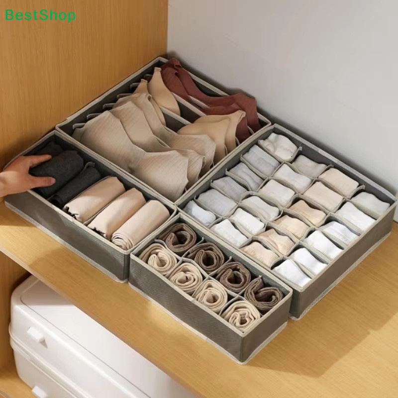 HNKMP Stapelbare Leinen-Schrankorganizer als Schubladenteiler für die Aufbewahrung von Unterwäsche, Socken und Dessous - Bild 2