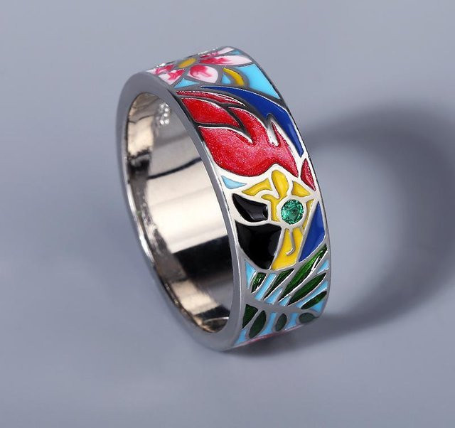 YIRAN Ring, vergoldet, Emaille, geometrisch, Unisex - Bild 1