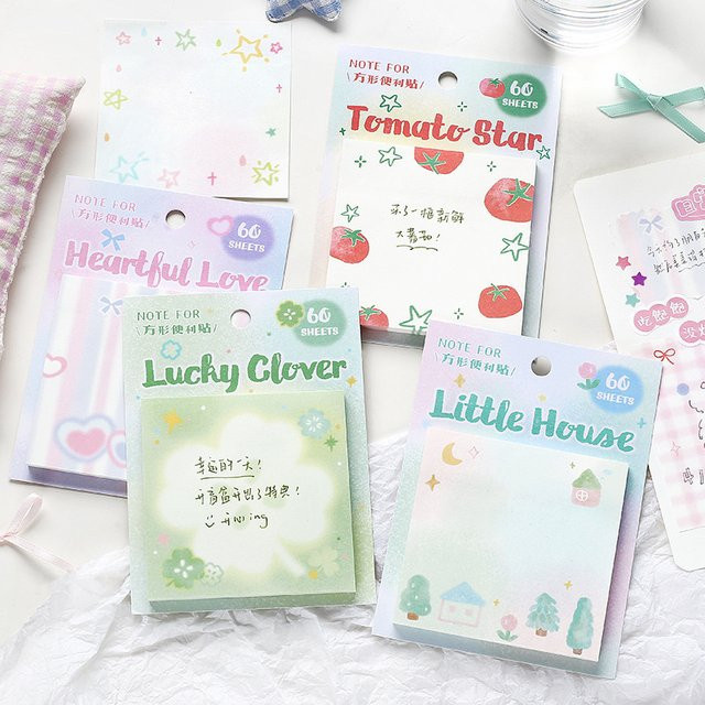Koreanisches Briefpapier mit süßem vierblättrigem Kleeblatt Design für Nachrichtennotizen und als Kawaii-Tagebuchzubehör - Bild 1