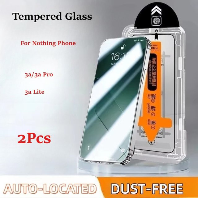 2 Stück Nothing Phone 3a Pro und 3a Lite 2 Displayschutzfolie aus gehärtetem Glas, transparent, inklusive Installationsset - Bild 1